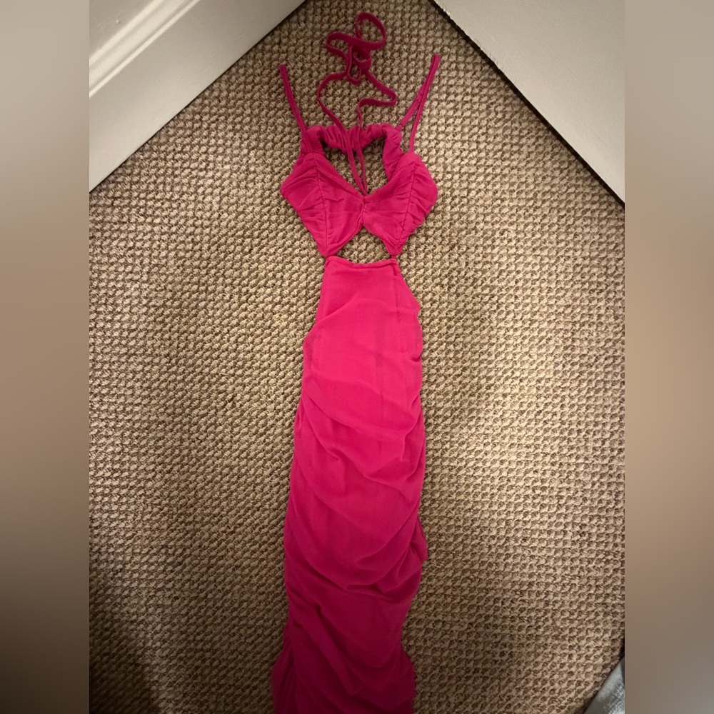Pink Mesh Maxi Dress